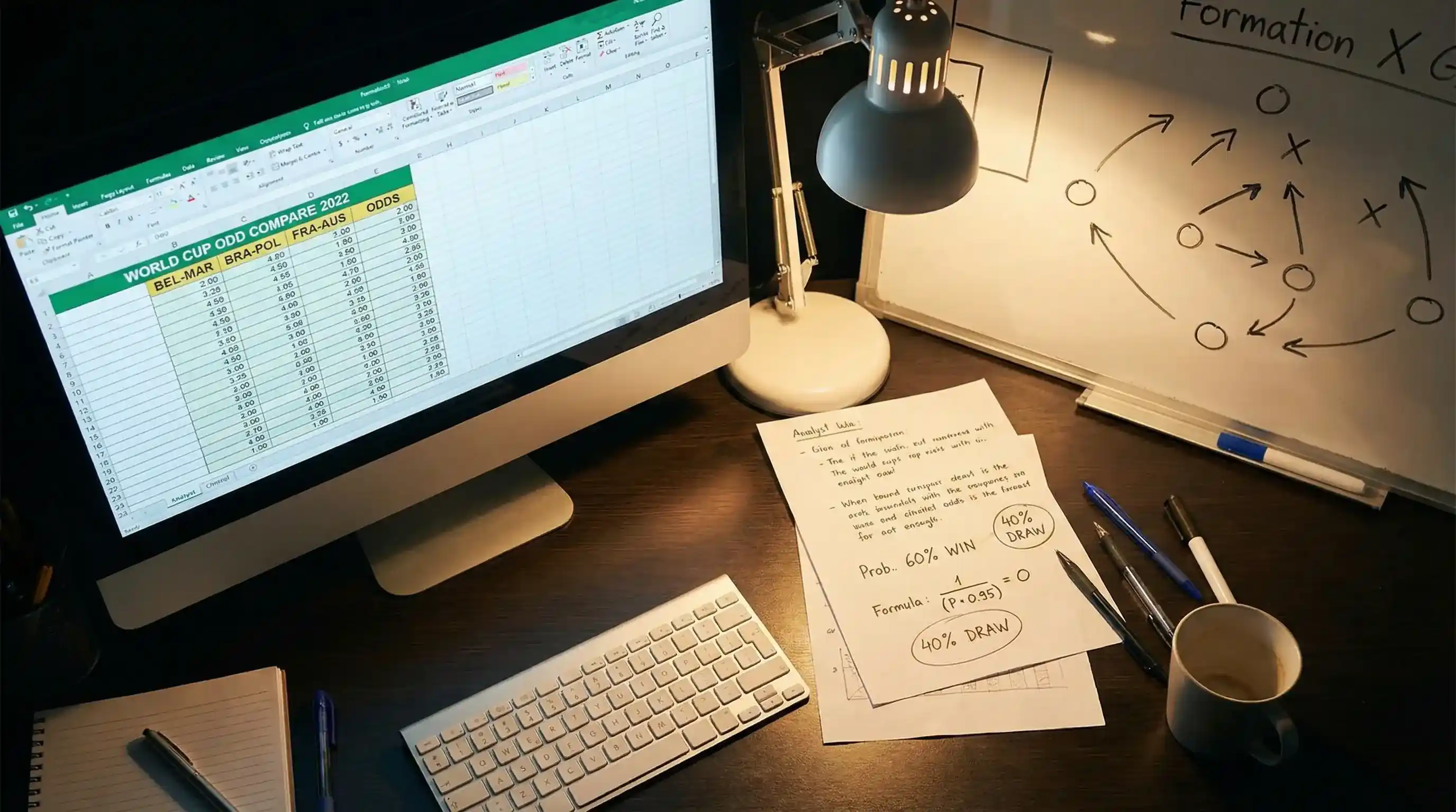 Analyse-Dashboard mit Wahrscheinlichkeitsberechnung und Dezimalquoten zur Erkennung von Value Bets bei der WM 2026